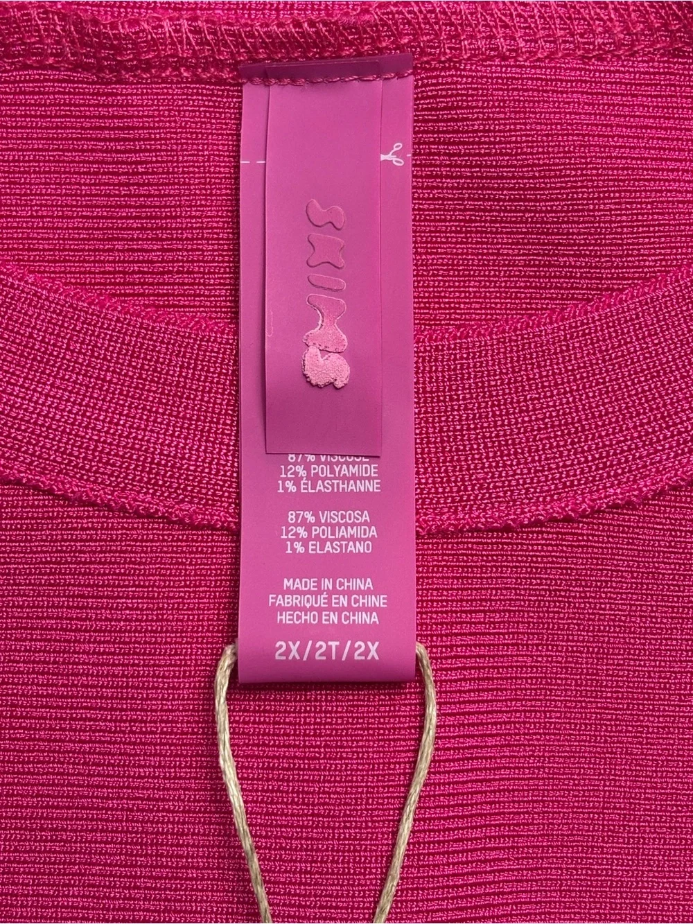 NWT SKIMS Knit Swim High Neck Crop Top Magenta Pink 2X